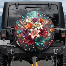 Vibrant Multi-Colored Lilies Bokeh Garden - Everyday Car Accessory Gift Spare Tire Cover