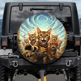 Adventurous Bengal Cats Excitement Journey - Road Trip Essential Cat Lover Gift Spare Tire Cover