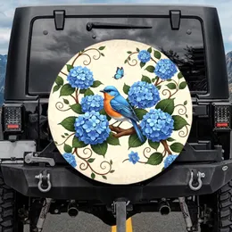 Blue Bird Hydrangea Butterfly Botanical - Wildlife Lover Gift Spare Tire Cover