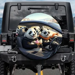Pandas Road Trip Driver Passenger Ice Cream Car Interior - Wildlife Travel Gift Spare Tire Cover