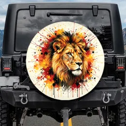 Majestic Lion Head Organic Shapes Burst - Wildlife Lover Gift for Lion Lover Spare Tire Cover