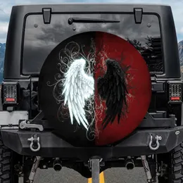 White Black Wings Gothic Energy - Bold Statement Gift Spare Tire Cover