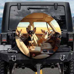 Chihuahua Dog Road Trip Car Golden Field - Dog Lover Travel Essentials Gift Spare Tire Cover
