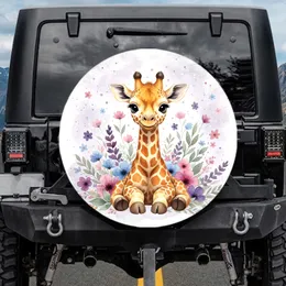 Baby Giraffe Lavender Wildflower - Wildlife Lover Gift Spare Tire Cover