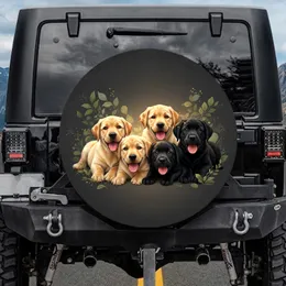 Golden Black Labrador Retriever Puppies Charcoal Scene - Pet Lover Gift Spare Tire Cover