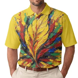 Yellow Red Blue Green Fluid Leaf Petal - Art Lover Gift Men's Polo Shirt