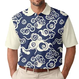 Asian Swirling Undulating Interlocking Clouds - Everyday Life Men's Polo Shirt