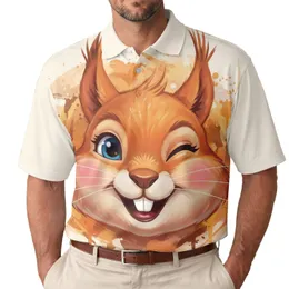 Fluffy Orange Brown Squirrel Face with Winking Blue Eye - Wildlife Lover Gift Men's Polo Shirt