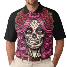 Calavera Woman Sugar Skull Roses - Day of the Dead Celebration for Skull Lover Men's Polo Shirt