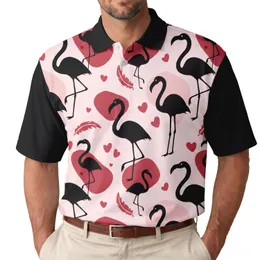 Black Flamingo Silhouettes - Beach Holiday Gift for Bird Watching Enthusiasts Men's Polo Shirt