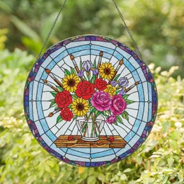 Bouquet Vase Paintbrushes Ladybugs - Art Studio Home Decor Gift Stained Glass Suncatcher