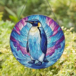 Majestic Upright Penguin Ice Shards Water Aurora - Luminous Wildlife Home Decor Gift Stained Glass Suncatcher