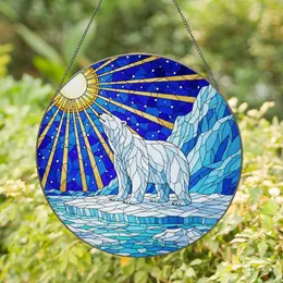 Polar Bear Arctic Ice Sunburst - Wildlife Lover Home Decor Gift Stained Glass Suncatcher