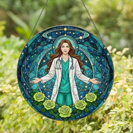 Female Doctor Roses Celestial - Appreciation Home Decor for Healthcare Hero Stained Glass Suncatcher