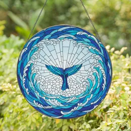 Whale Tail Ocean Waves Aquatic Scene - Home Decor Gift for Marine Enthusiast Stained Glass Suncatcher