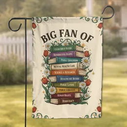 Big Fan Of Democracy Human Rights Books Floral - Activist Home Decor Gift Garden Flag