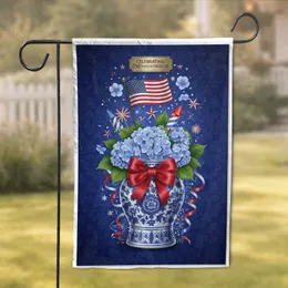 Patriotic Chinoiserie Ginger Jar American Flag 250 Years of Freedom Garden Flag