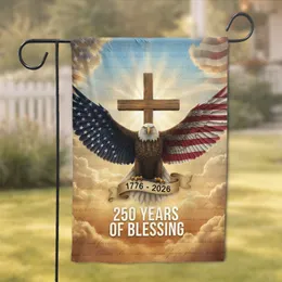 Bald Eagle American Flag Cross 1776-2026 - USA 250th Anniversary Garden Flag