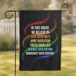 In This House We Believe Values Statement - Social Justice Home Decor Gift for Activists Garden Flag