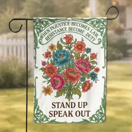 Resistance Duty Stand Up Speak Out Floral Scrollwork - Advocacy Home Decor Garden Flag