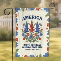 America 250th Birthday Resisting Since 1776 Floral Foxglove - Independence Day Celebration Garden Flag