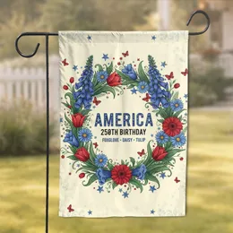 Botanical Wreath America 250th Anniversary for Proud Americans Garden Flag