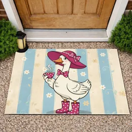 Goose Wearing Floppy Hat Bow Tie Rain Boots - Home Decor Gift for Bird Lover Doormat