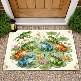 Frogs Lily Pads Aquatic Plants - Home Decor Gift for Wildlife Lover Doormat