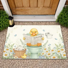 Duckling Toilet Reading Newspaper - Bathroom Home Decor Gift for Duck Lover Doormat