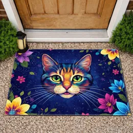 Cat Face Floral Garden - Home Decor Gift for Cat Lover Doormat
