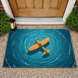 Propeller Plane Water Ripples - Traveler Home Decor Gift for Aviation Lover Doormat