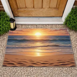 Radiant Sun Golden Light Ocean Sandy Beach Waves - Immersive Tropical Decor Gift Doormat