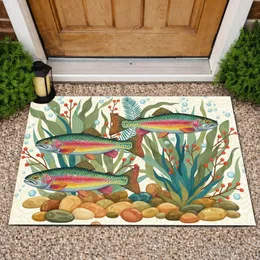 Freshwater Trout River Pebbles Aquatic Foliage - Wildlife Lover Home Decor Gift Doormat