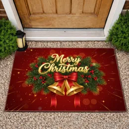 Merry Christmas Golden Sleigh Bells - Christmas Holiday Decor Doormat