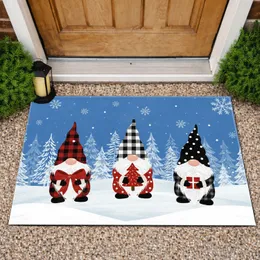 Christmas Gnomes Plaid Buffalo Check Pine Forest - Holiday Decor Gift Doormat
