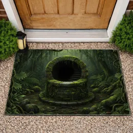 Ancient Mossy Stone Well - Deep Forest Home Decor Gift for Nature Lover Doormat