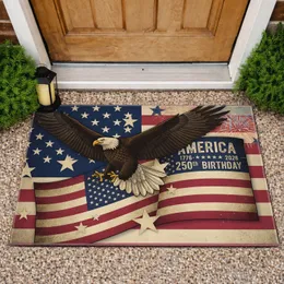 Bald Eagle American Flag 250th Birthday Independence Day Gift for Veterans Doormat