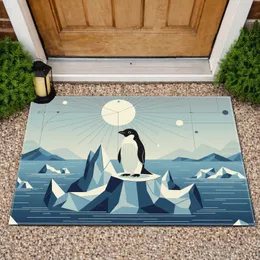 Adelie Penguin Geometric Iceberg Polar Scene - Wildlife Lover Home Decor Gift Doormat
