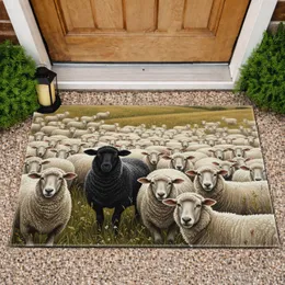 Black Sheep White Sheep Field Grasses - Farmhouse Decor Sheep Lover Gift Doormat