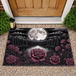 Blooming Rose Full Moon Garden Forest Lake - Home Decor Gift for Rose Lover Doormat