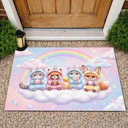 Unicorn Animals Cloud Rainbow - Fantasy Home Decor Gift for Animal Lovers Doormat