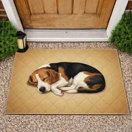 Curled Beagle Dog Home Decor Gift for Dog Lovers Doormat