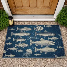 Freshwater Saltwater Fish School Aquatic Scene - Home Decor Gift for Fish Lover Doormat
