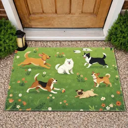 Playful Dog Breeds Wildflower Field - Home Decor Gift for Dog Lovers Doormat