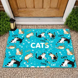 Cartoon Cats 'CATS' Text - Home Decor Gift for Cat Lovers Doormat