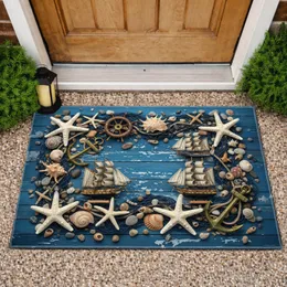 Antique Anchor Ship Wheel Starfish Fishing Net - Home Decor Gift Doormat