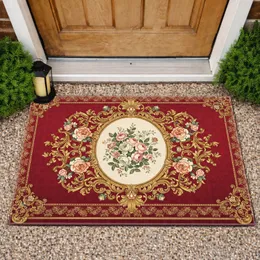 Ornate Cream Rose Medallion Golden Baroque Acanthus Scrollwork - Home Decor Gift Doormat