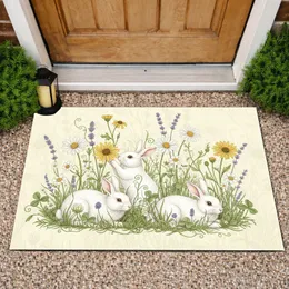 Three White Rabbits Wildflower Meadow Botanical - Garden Wildlife Home Decor Gift Doormat