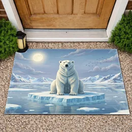 Polar Bear Ice Floe Arctic Mountains Ocean Moonlight - Wildlife Lover Gift Doormat
