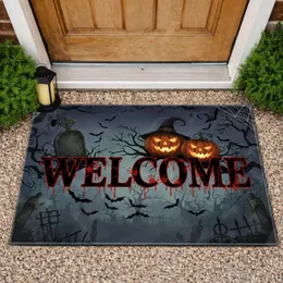 Haunted WELCOME Blood Jack-o'-Lanterns Halloween Decor Doormat